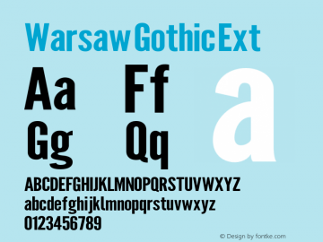 Warsaw Gothic Ext Version 1.56 Font Sample