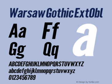 Warsaw Gothic ExtObl Version 1.56 Font Sample