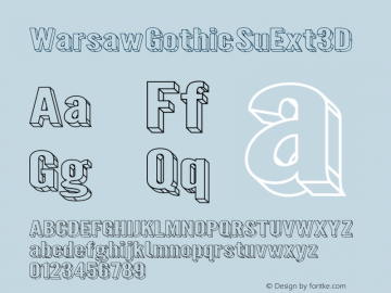 Warsaw Gothic SuExt3D Version 1.56 Font Sample
