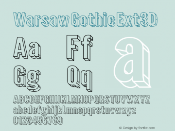 Warsaw Gothic Ext3D Version 1.56 Font Sample