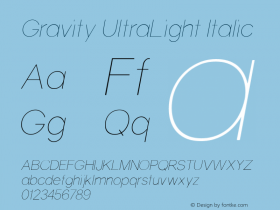 Gravity UltraLight Italic 1 Font Sample