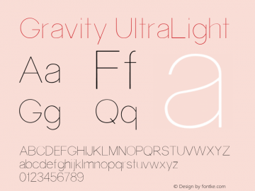 Gravity UltraLight 1 Font Sample