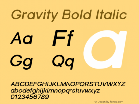 Gravity Bold Italic 1 Font Sample