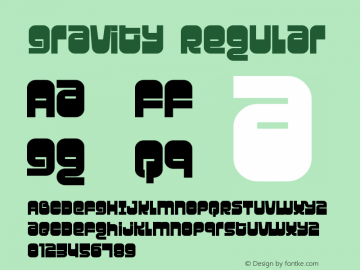 Gravity Regular Macromedia Fontographer 4.1.3 1/27/01 Font Sample