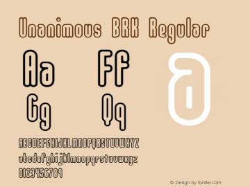 Unanimous BRK Regular Version 1.23 Font Sample