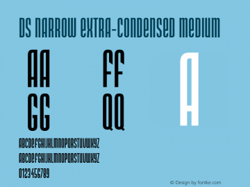 DS Narrow Extra-condensed Medium Version 1.0; 2001; initial release Font Sample