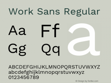 Work Sans Regular Version 1.400 Font Sample