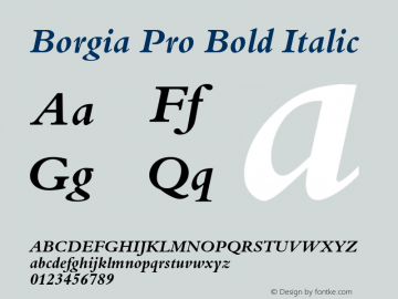 Borgia Pro Bold Italic Version 1.071 Font Sample