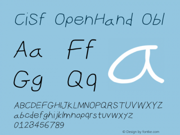 CiSf OpenHand Obl Version 0.7892 Font Sample