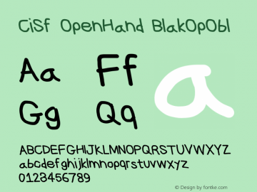 CiSf OpenHand BlakOpObl Version 0.7892 Font Sample