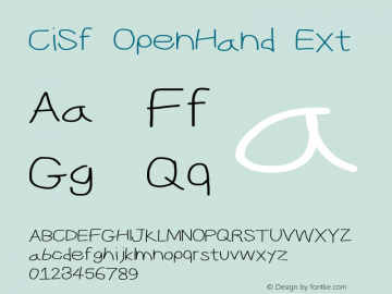 CiSf OpenHand Ext Version 0.7892 Font Sample