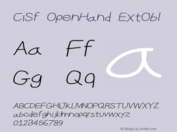 CiSf OpenHand ExtObl Version 0.7892 Font Sample