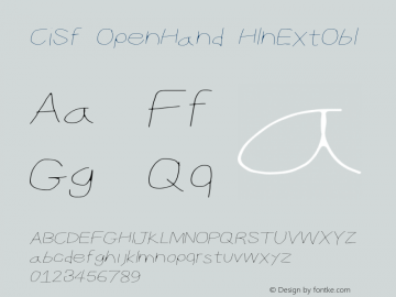 CiSf OpenHand HlnExtObl Version 0.7892 Font Sample