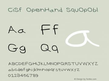 CiSf OpenHand SquOpObl Version 0.7892 Font Sample
