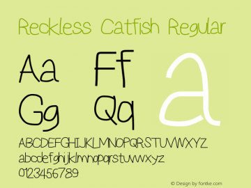 Reckless Catfish Regular Version 0.2894 Font Sample