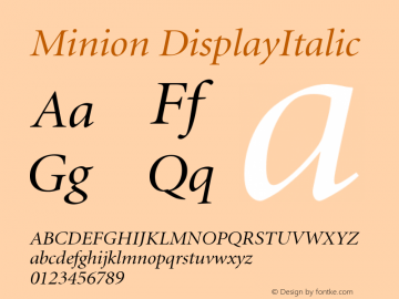 Minion DisplayItalic Version 001.001 Font Sample