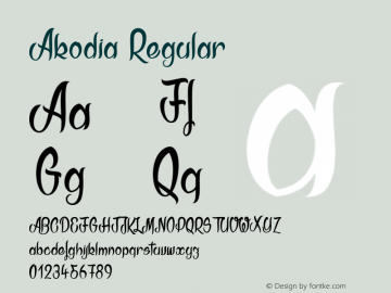 Akodia Regular Version 001.000 Font Sample