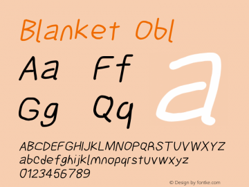 Blanket Obl Version 0.9 Font Sample