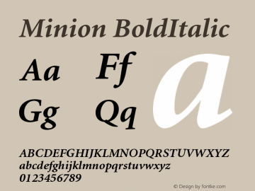 Minion BoldItalic Version 001.001图片样张
