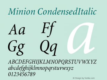 Minion CondensedItalic Version 001.000 Font Sample