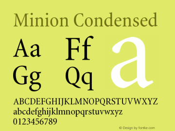 Minion Condensed Version 001.000 Font Sample