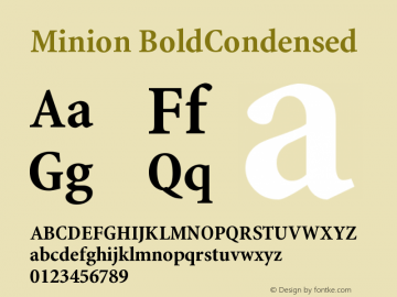 Minion BoldCondensed Version 001.000 Font Sample