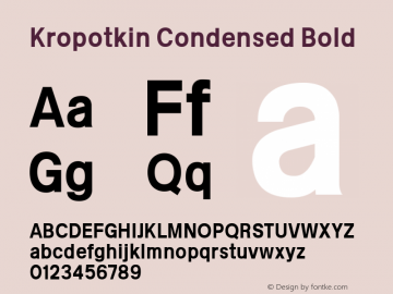 Kropotkin Condensed Bold Version 1.001 Font Sample