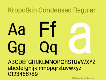 Kropotkin Condensed Regular Version 1.001 Font Sample