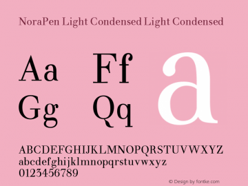 NoraPen Light Condensed Light Condensed Version 1.000 Font Sample
