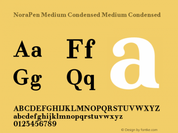 NoraPen Medium Condensed Medium Condensed Version 1.000 Font Sample