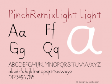 PinchRemixLight Light Version 1.0 Font Sample