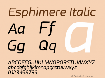 Esphimere Italic Version 1.00 August 6, 2015, initial release图片样张