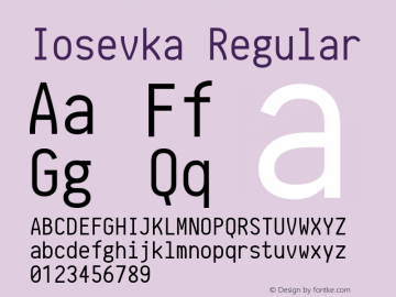 Iosevka Regular r0.0.3; ttfautohint (v1.3) Font Sample