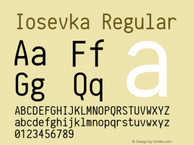 Iosevka Regular r0.0.5; ttfautohint (v1.3) Font Sample