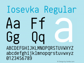 Iosevka Regular r0.0.9; ttfautohint (v1.3) Font Sample