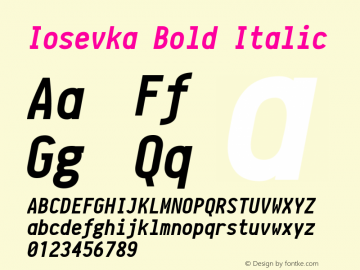 Iosevka Bold Italic r0.0.16; ttfautohint (v1.3)图片样张