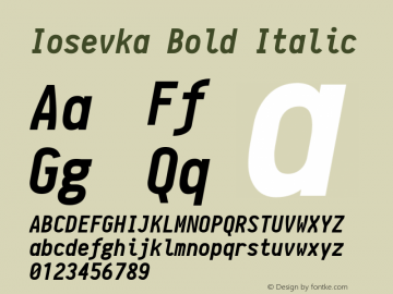 Iosevka Bold Italic r0.1.0; ttfautohint (v1.3)图片样张
