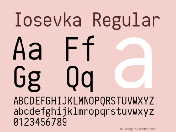 Iosevka Regular r0.1.9; ttfautohint (v1.3) Font Sample