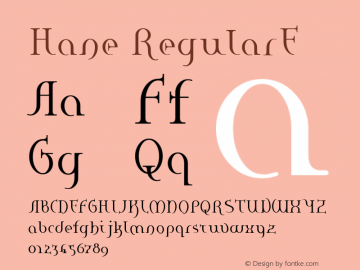 Hane RegularE Macromedia Fontographer 4.1J 02.8.25 Font Sample