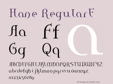 Hane RegularE Macromedia Fontographer 4.1J 03.4.22 Font Sample