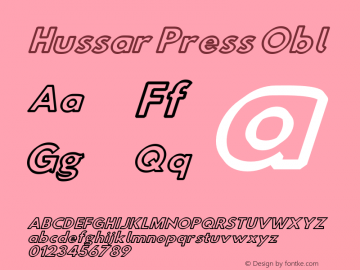 Hussar Press Obl Version 1.43 Font Sample