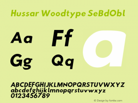 Hussar Woodtype SeBdObl Version 1.07 Font Sample