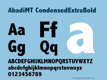 AbadiMT CondensedExtraBold Version 001.003 Font Sample
