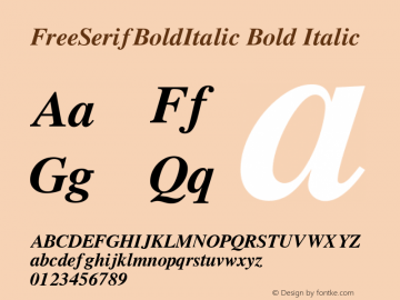 FreeSerifBoldItalic Bold Italic Version 0412.2268 Font Sample