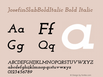 JosefinSlabBoldItalic Bold Italic Version 1.0 Font Sample