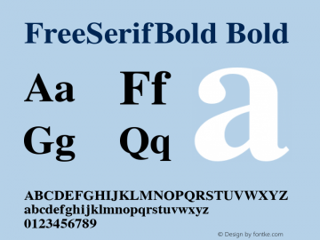 FreeSerifBold Bold Version 0412.2268 Font Sample