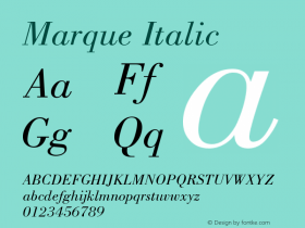 Marque Italic Version 001.000 Font Sample
