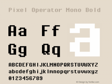 Pixel Operator Mono Bold Version 1.4.0 (August 12, 2015) Font Sample