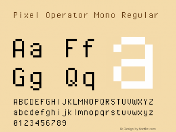 Pixel Operator Mono Regular Version 1.4.1 (September 5, 2015)图片样张
