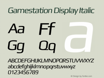Gamestation Display Italic Version 1.003 Font Sample